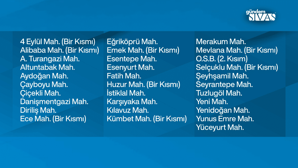 Sivasta 24 Saatlik Su Kesintisi Olacak 2 | Gündem Sivas™ Haber